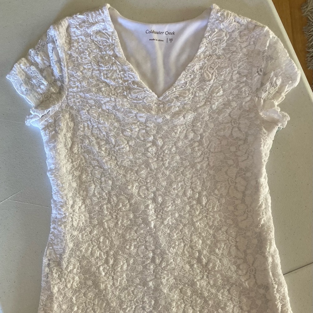 Coldwater Creek Lace Tee Size XS
